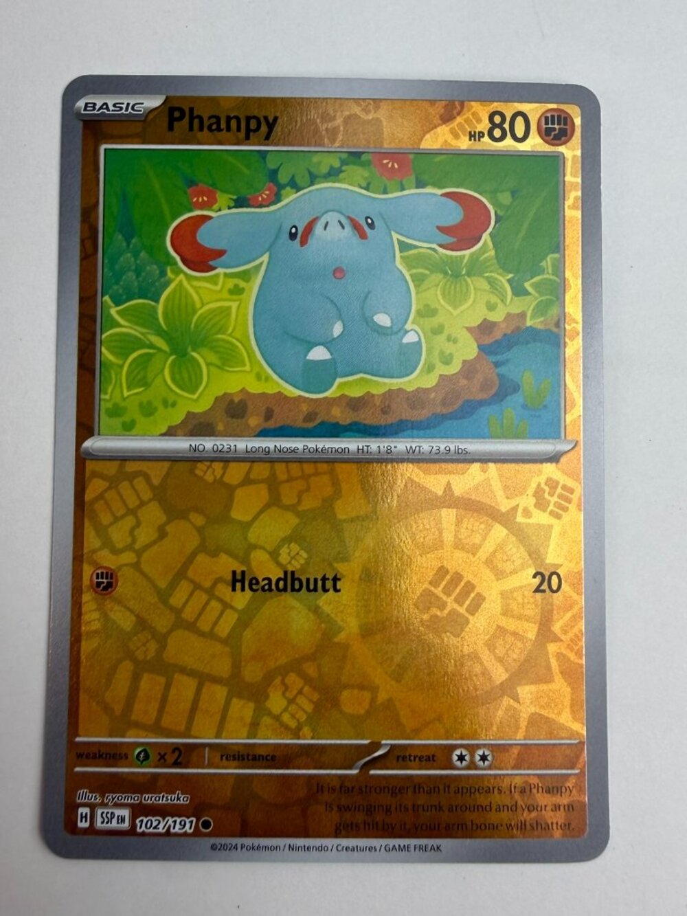 Pokémon TCG Phanpy 102/191 Sv08: Surging Sparks Reverse Holo